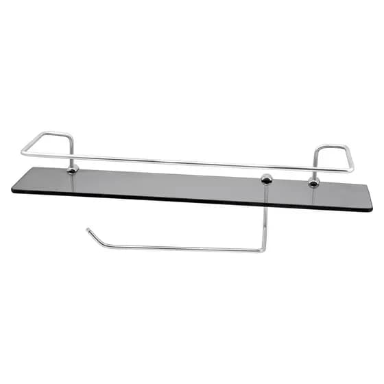 Suporte Para Temperos De Cozinha Com Porta Papel Toalha Embutido 50CM Vidro Fumê