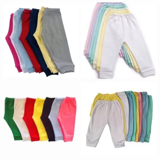 Kit 8 Mijão Calça Bebê em Malha 100% Algodão - Liso (RN/P/M/G)