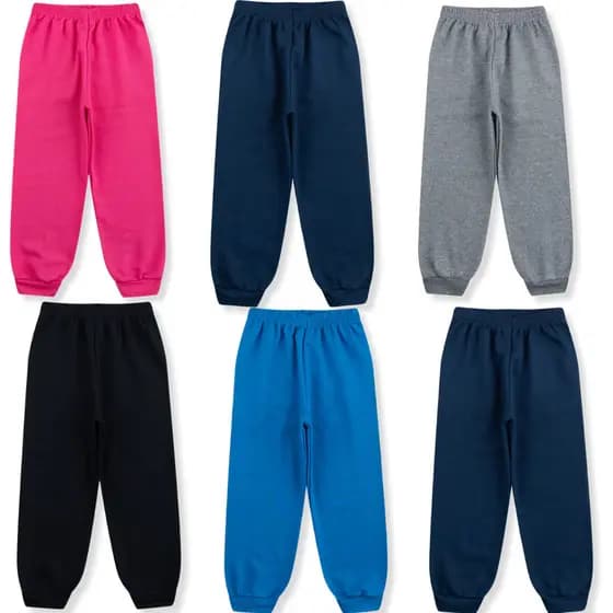 Kit 3 Peças Calça Moletom Infantil 1 ao 3 Liso Menino E Menina 100% Algodão