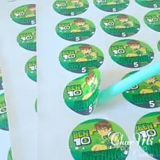Adesivos personalizados e recortados 5x5cm para Lembrancinhas Ben 10