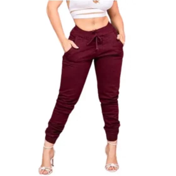 Calça Jogger Feminina Cintura Alta Com Lycra Cintura Alta