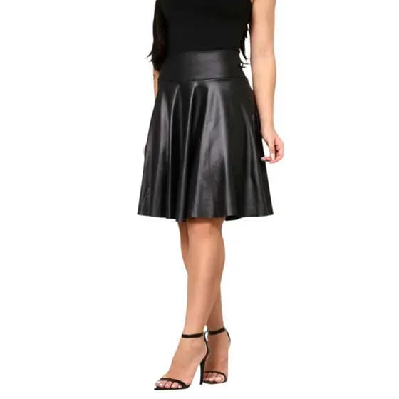 Short Saia Midi Em Cirrê brilho Acetinado Comprimento Midi/Longo Cos Alto