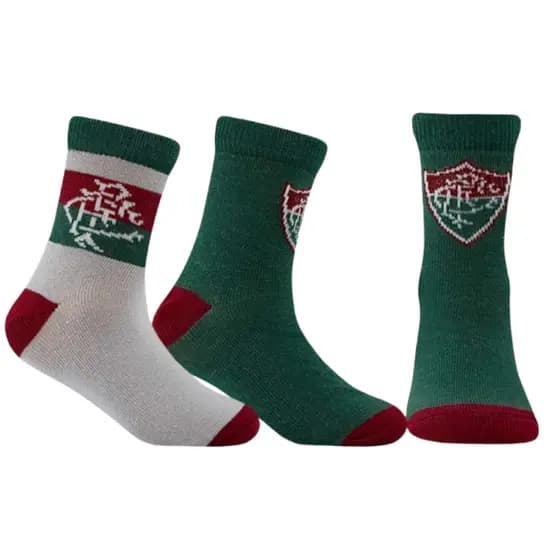 2 PARES DE MEIAS INFANTIL DO FLUMINENSE P/M/G