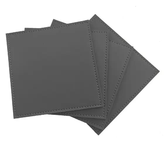 Kit Porta Apoio de Copo Bolacha em Couro Sintético Cinza