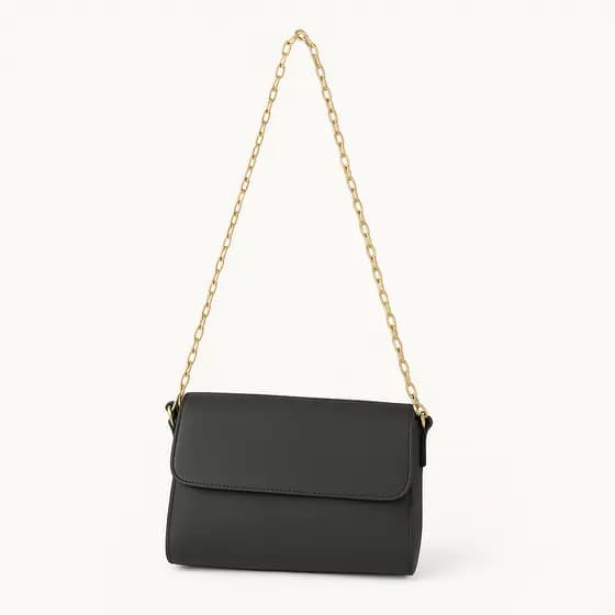 Bolsa Feminina de Ombro Cinza com alça de Corrente