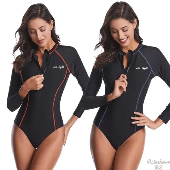 RS| Feminino Praia/Roupa De Banho/Roupa De Praia/Maio Natação/Maiô Feminino/Surf/Maio Manga Longa/ Plus Size