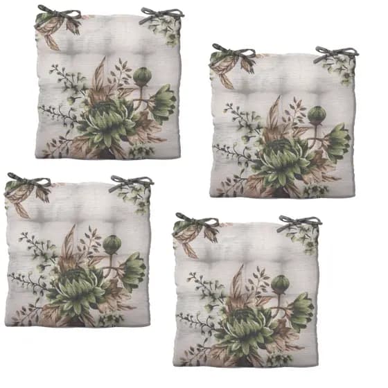 Kit Assento Futon Rustico Estampado 40cmx40cm 4 Peças
