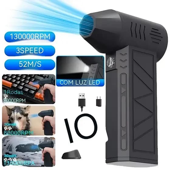 Mini Turbo Jet Fan Ventilador Violento 130000 RPM Ar Comprimido Elétrico Soprador de Pó Portátil