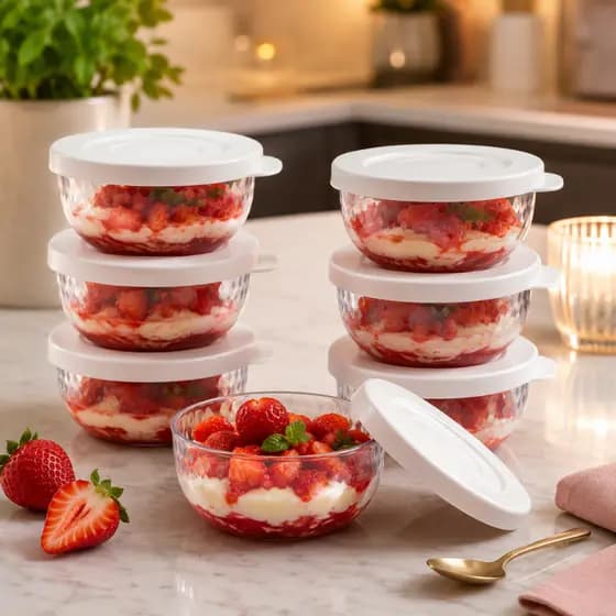 Jogo Tigelas Potes Overnight Sobremesa Tempero Papinha Alimentos Acrílico 6 Peças