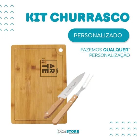 Kit Churrasco Tábua Personalizado, Seu logo