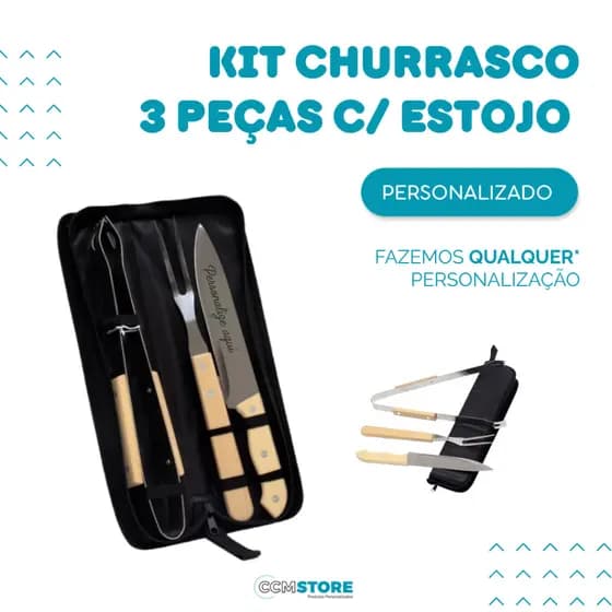 kit Churrasco 3 peças Personalizado Nome. logos, profisões
