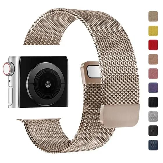 pulseira Metal milanês respirável para smartwatch 20 22 38 40 41 42 44 45 49 mm Confortavel Estiloso – Top de Linha