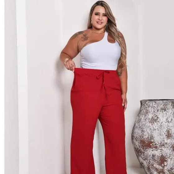 Calça Pantalona Duna Plus Size Feminina – Soltinha, Estilosa e Perfeita para Todos os Looks G1 ao G3