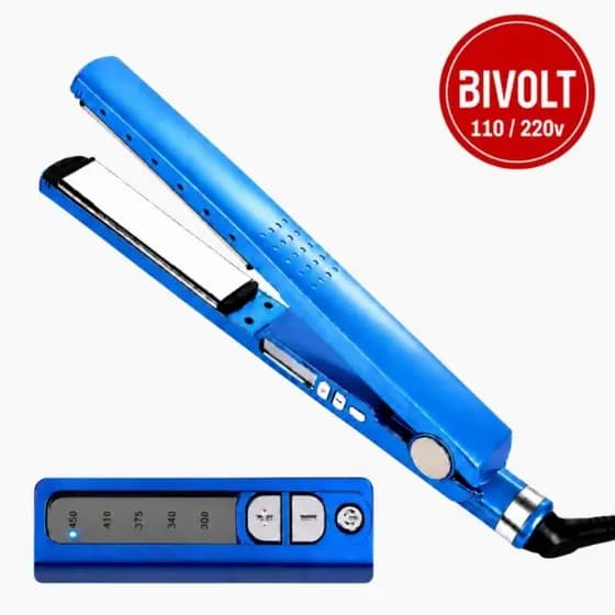 Chapinha Prancha Nano titanium 450°F Progressiva Profissional Display Digital Bivolt 110-220V