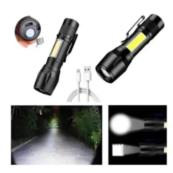 Mini Lanterna Tática Super Led Branco Recarregável Usb Com Estojo
