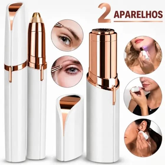Kit 2 Depilador Facial Portátil Feminino Caneta + Batom Buço Sobrancelha Recarregável USB