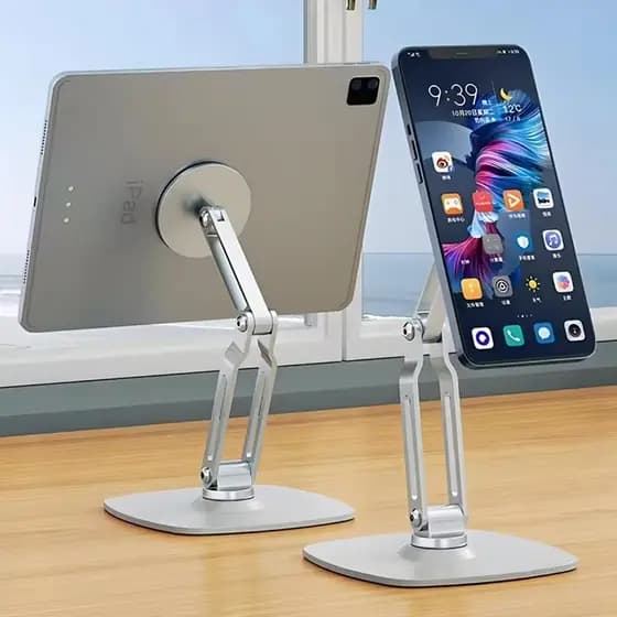 Suporte Magnético Para Telefone Tablet De Mesa Em Liga 2 1 , Dobrável De Três Eixos Com Rotação De 360 Universal Compatí