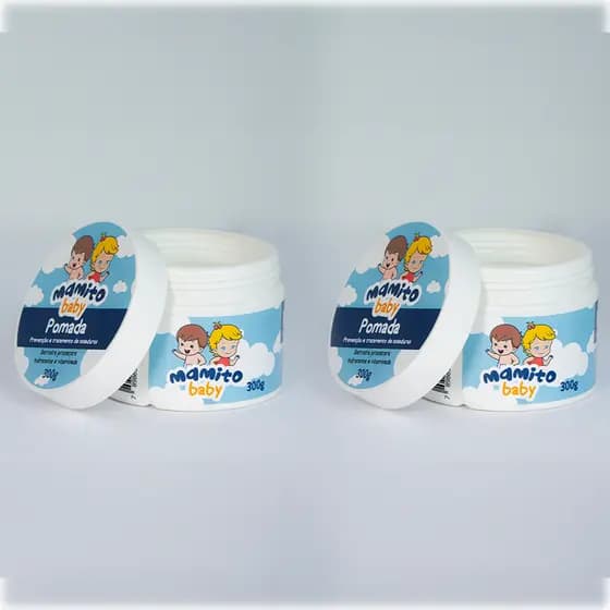 Kit com 02 Potes de Pomada De Tratamento e Prevenção Para Assaduras - Mamito Baby 300g