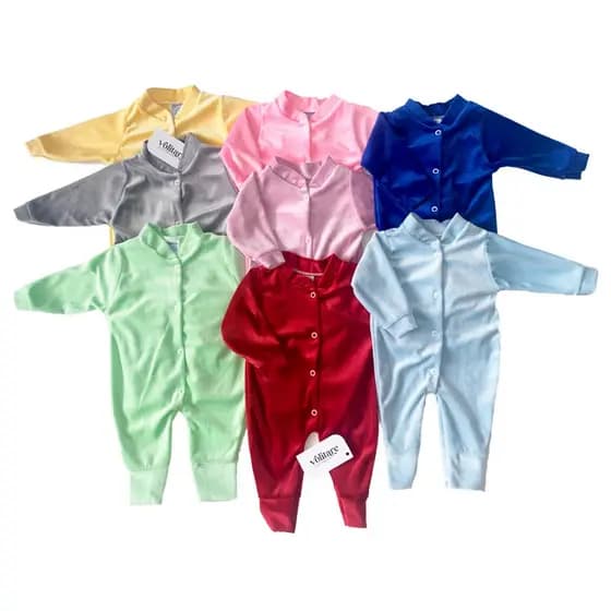 Kit com 3 Macacão de plush de Bebê Algodão Menina Menino Unissex