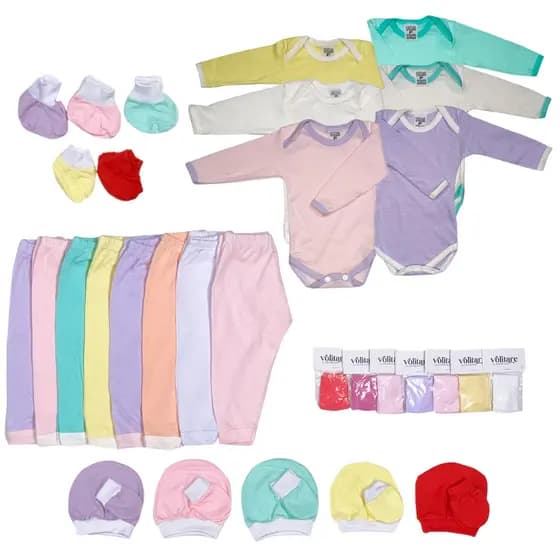 Super Kit 36 Peças Body Enxoval de Bebê Manga Longa Liso