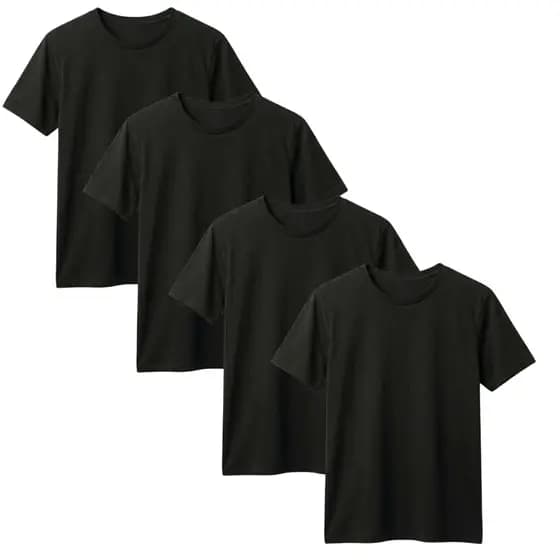 KIT 4 Camiseta Básica Masculina Lisa 100% Algodão 30.1 Manga Curta Acabamento Premium