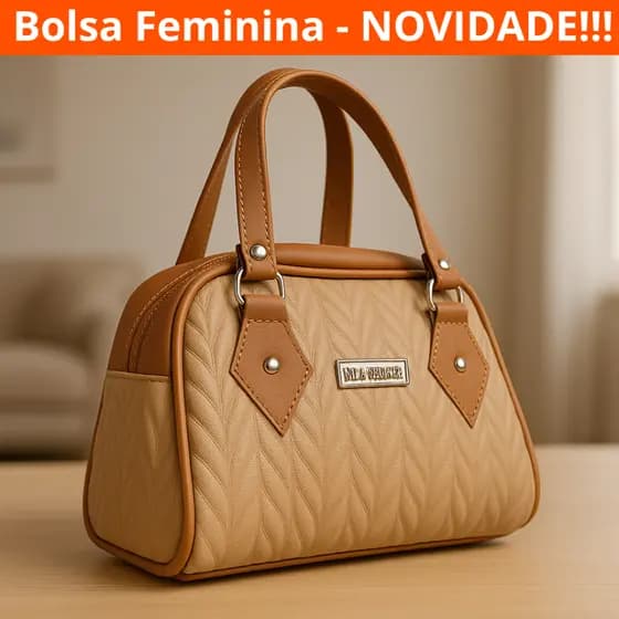 Bolsa Feminina de Mão Elegante Estruturada em Couro Sintético Pequena e Design Sofisticado