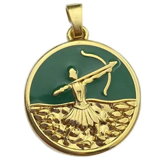 Pingente Oxóssi Orixá banhado a Ouro 18k Umbanda Candomblé