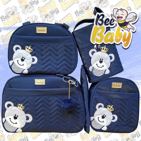 Urso Lado Bolsas maternidade Mala maternidade Mochila COMPLETO 5 Peças BeeBABY