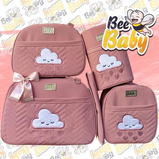 KIT BOLSAS NUVEM 5 PEÇAS / BOLSAS MATERNIDADE MENINO/MENINA