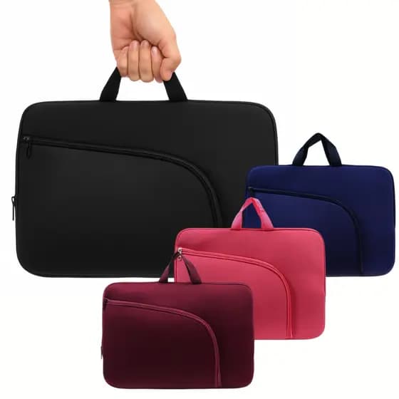 Mala Case de Notebook Alça Reforçada Compacta Neoprene C/Bolso Externo 14" 15" 17"