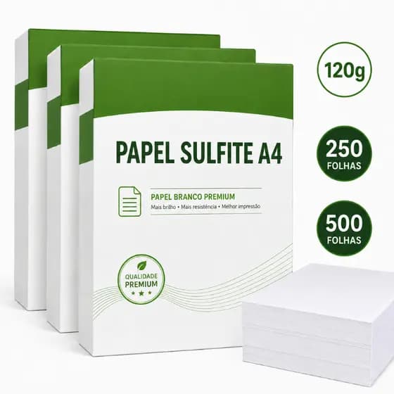 Papel Sulfite A4 120g OffSet Branco Premium para Impressão Artesanato Convites e Papelaria