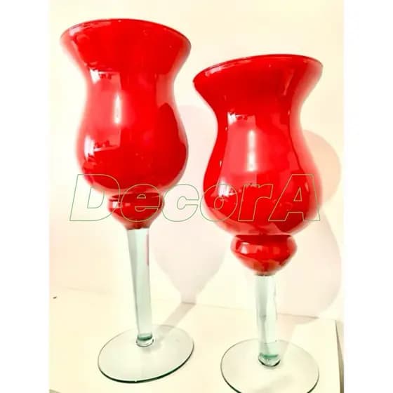 taça Napoli vermelha vaso vidro flores e decoração