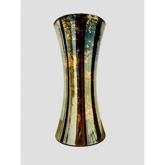 vaso de vidro Romulo marmorizado preto com dourado