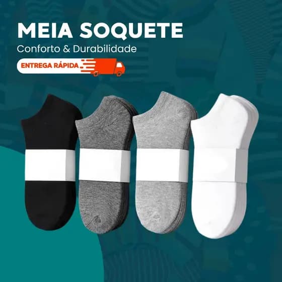 Kit 3/6/12/24 Pares Meia Soquete Unissex Cano Baixo Algodão Confortável Premium