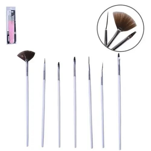Kit Pincel Para Unha Com Cabo De Plástico Colos 7 Pecas / WX Beleza