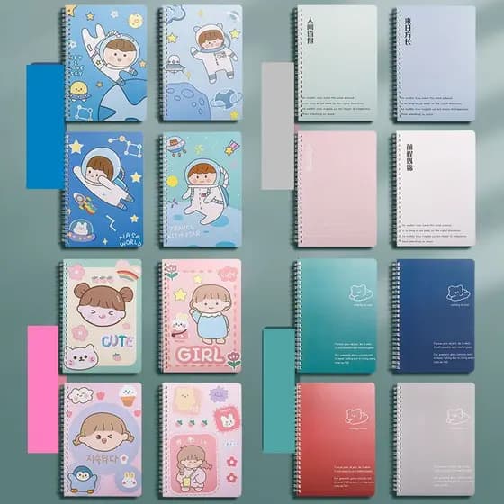 conjunto 4 cadernos de escritório dos alunos A5 capas fofas e impermeável