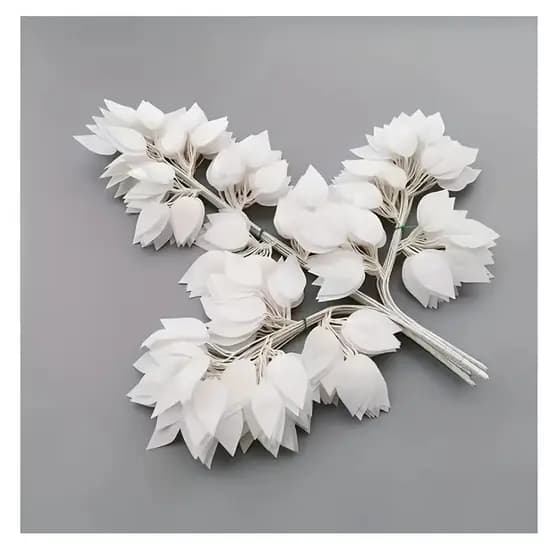 KIT 48 Unidades Folhagem de FICUS BRANCO de silicone para Decoração - BH802259
