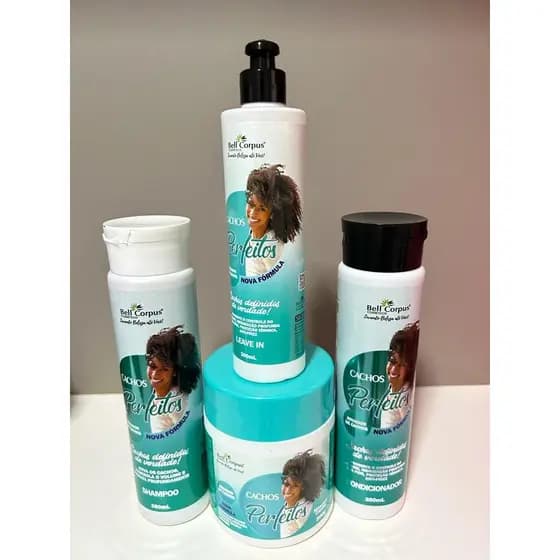 Kit Capilar Cachos Perfeitos 4 Itens Shampoo Condicionador Mascara Leave-in Bell Corpus
