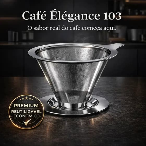 Coador de Café Inox 103 Permanente Reutilizável | Filtro de Café Aço Inox Premium Econômico