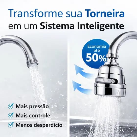Arejador Torneira 360 Graus 3 Modos Jato Economizador Agua Adaptador Universal Pia Cozinha Cromado