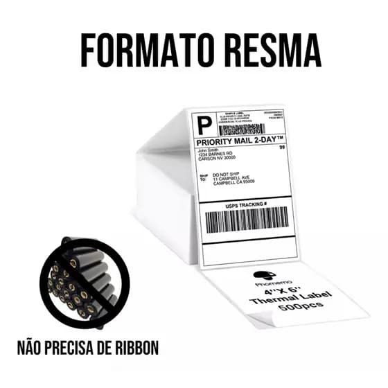 Etiquetas Adesivas 10x15 ou 100x150 Térmica Serrilha Resma Diversas impressoras Universal Tomate
