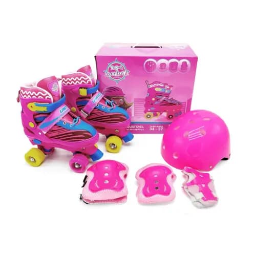 Patins Quad Kit Rosa Tamanho 30 Ao 33