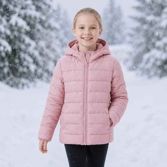 Jaqueta Infantil Feminina Peluciada Inverno Grossa Com Capuz Removível 1 a 16 Anos Quente Promoção