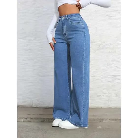 calça wide leg feminina pantalona escura cintura alta valoriza bumbum perna larga moda jeans feminina premium denim