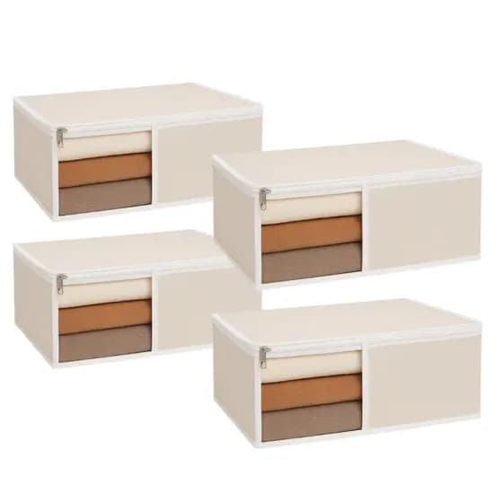 Organizador De Toalhas VB Home Em Nylon Bege 4 peças