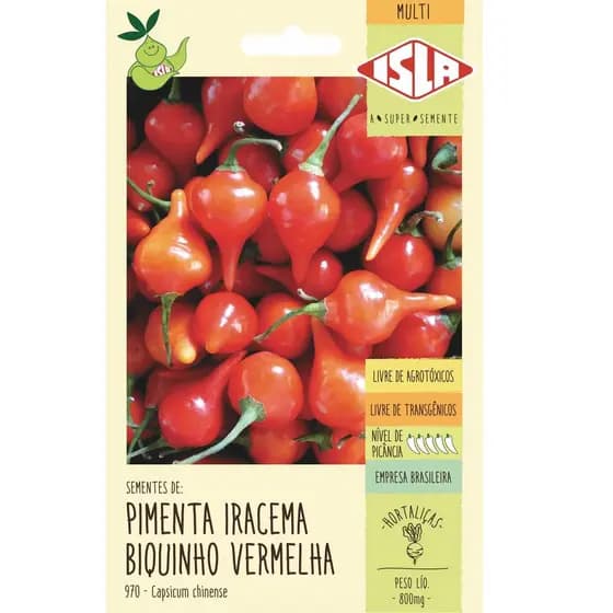 Semente de Pimenta Iracema Biquinho Vermelha Isla 0,35G Pronto Entrega