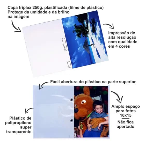 Kit 10 a 50 Albuns Fotoacabamento 10x15 para 40 Fotos Cada Paisagem Papel Fujifilm Atacado