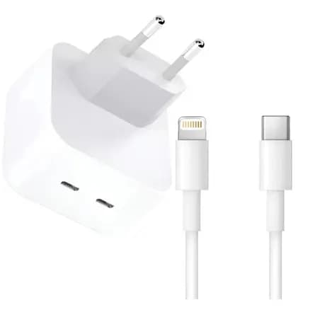 Fonte PD duplo 40W iPhone USB C+lightning Carregamento Rápido