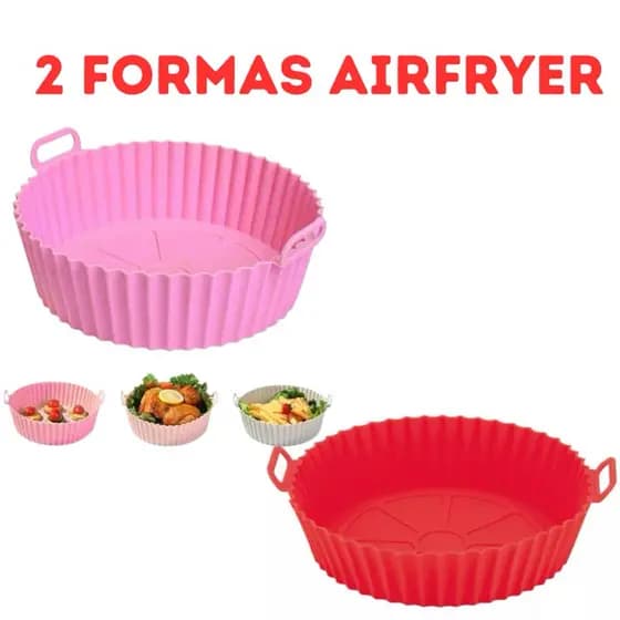 Kit 2 Formas de Silicone Para Airfryer Forno Microondas Fritadeira Assadeira - Reutilizável Premium - Envio Imediato