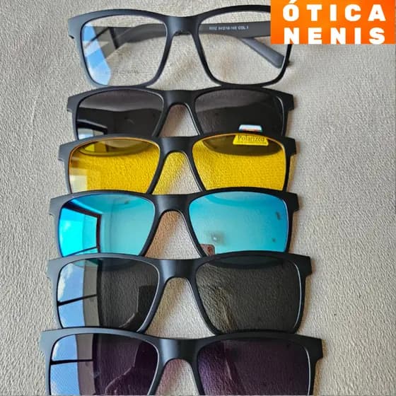 Armação para óculos Quadrado Clip On clipon 5 em 1 retangular Masculino Polarizado quadrada 8002